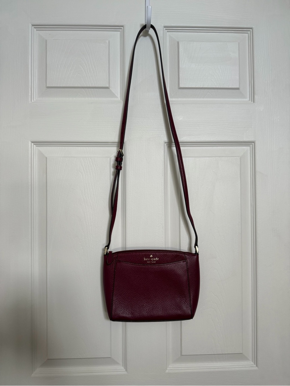 kate spade Pebbled Leather Crossbody in Deep Wine